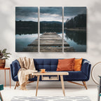 Wooden Bridge Near Lake Wall Art Canvas Print