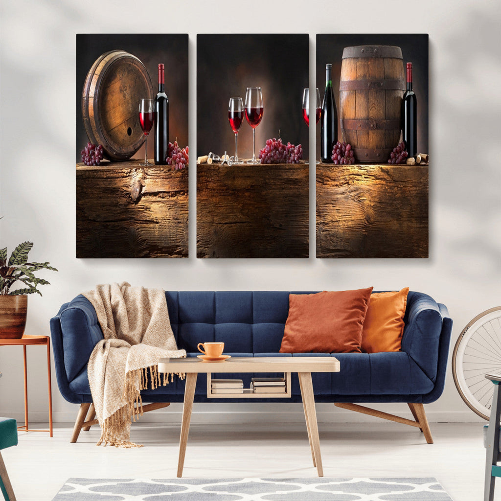 Wine and Barrels Wall Art Canvas Print