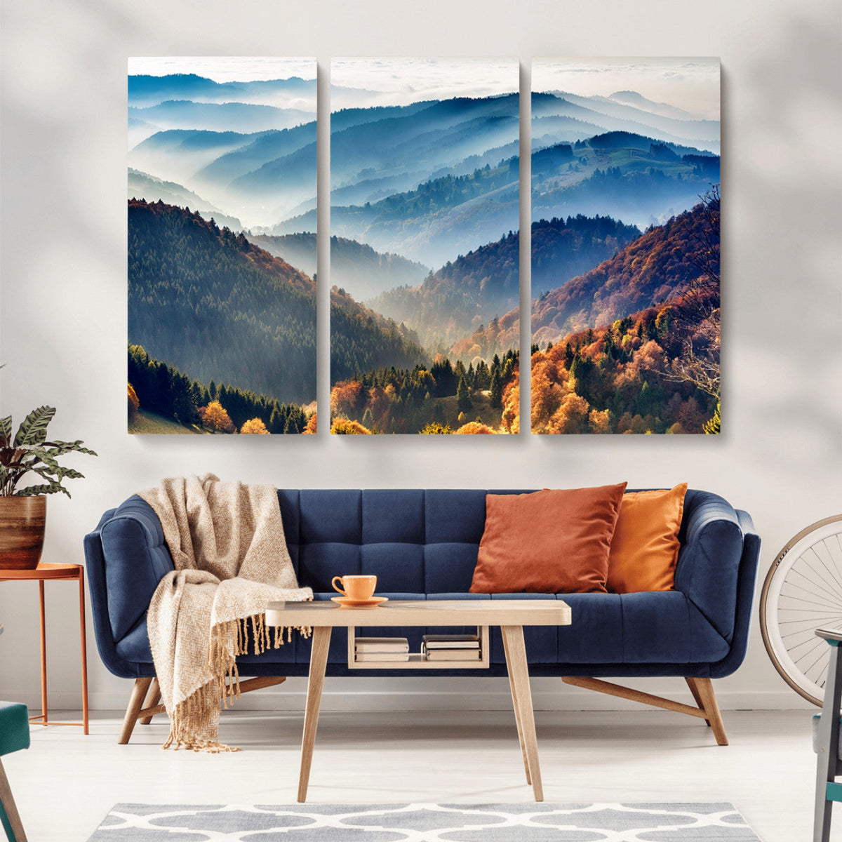 Mountains Forest Autumn Wall Art Canvas Print