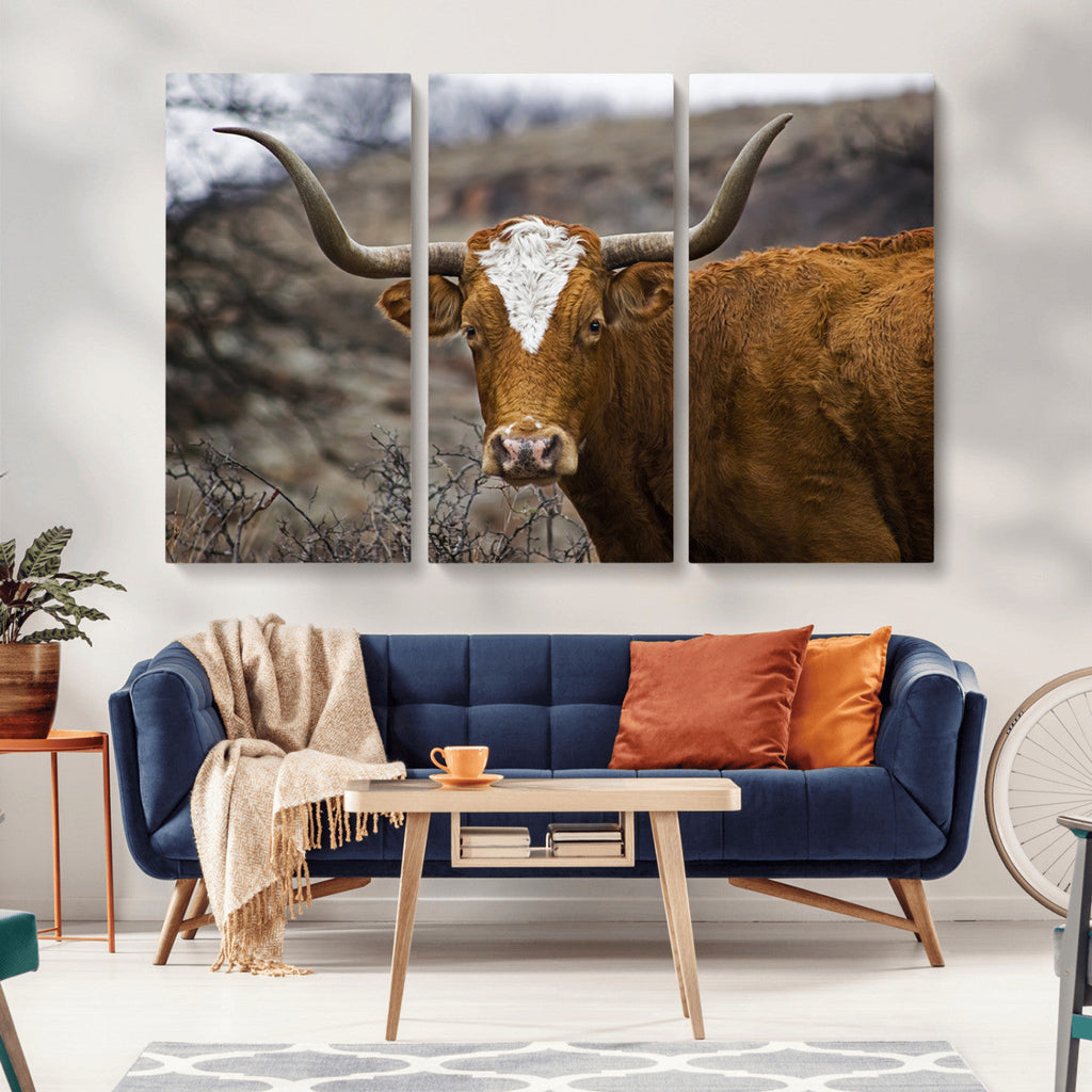 Framed Big Cow Animal Wall Art Canvas Print