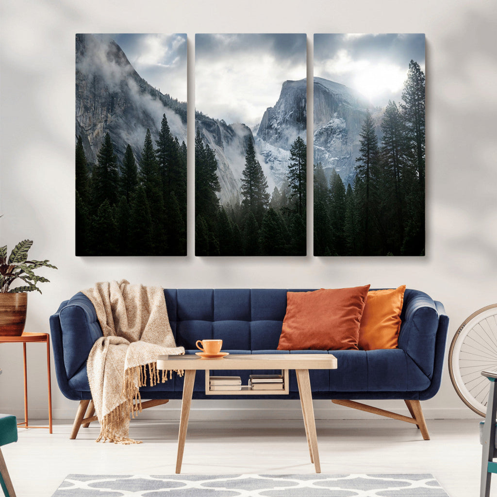 Wall Art Foggy Forest Landscape Canvas Print