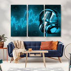 Music and Microphone Wall Art Canvas Print