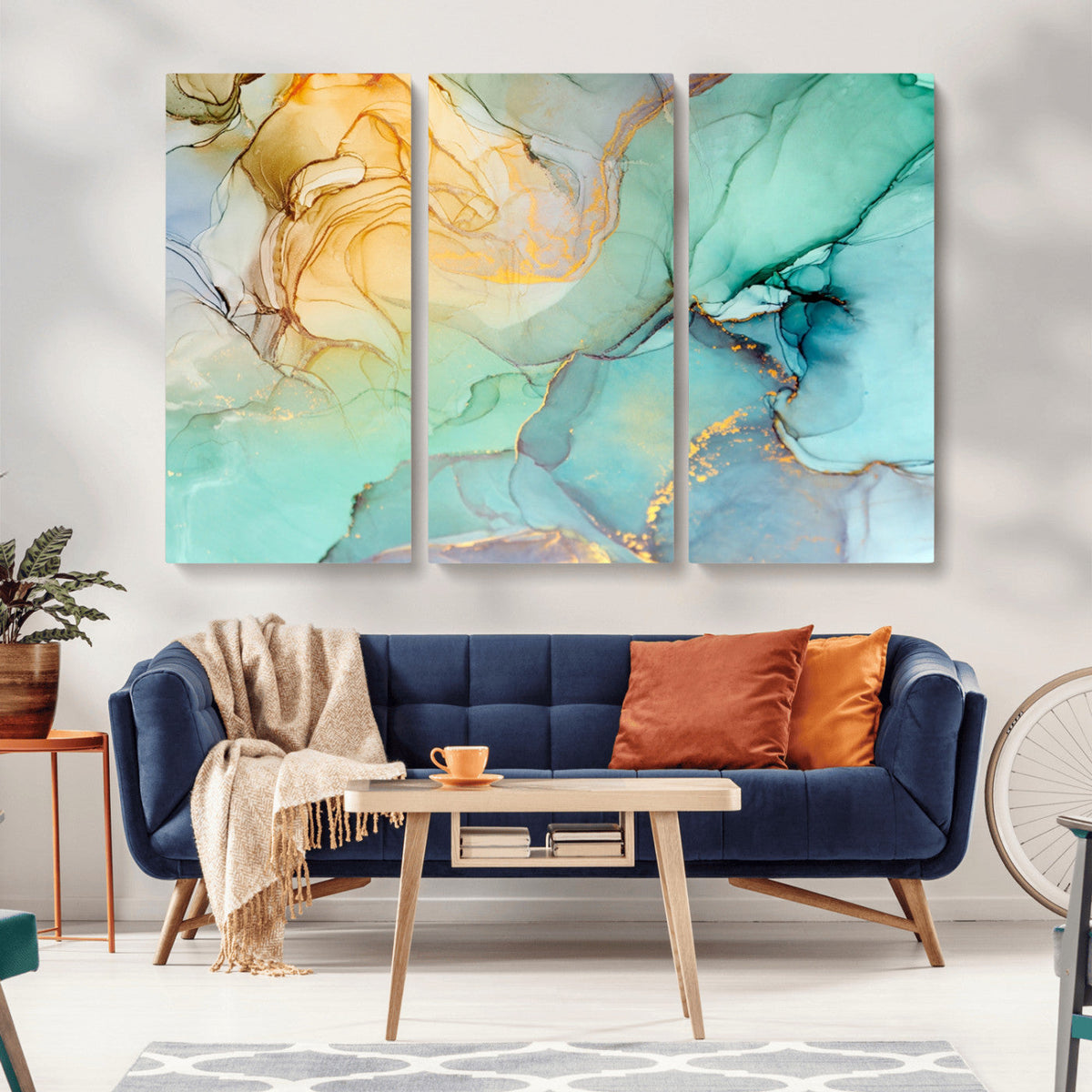 Green Marble Fluid Effect Abstract Canvas Wall Art Print