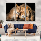 Lion and Lioness Wall Art Canvas Print | African Wildlife Animal Art