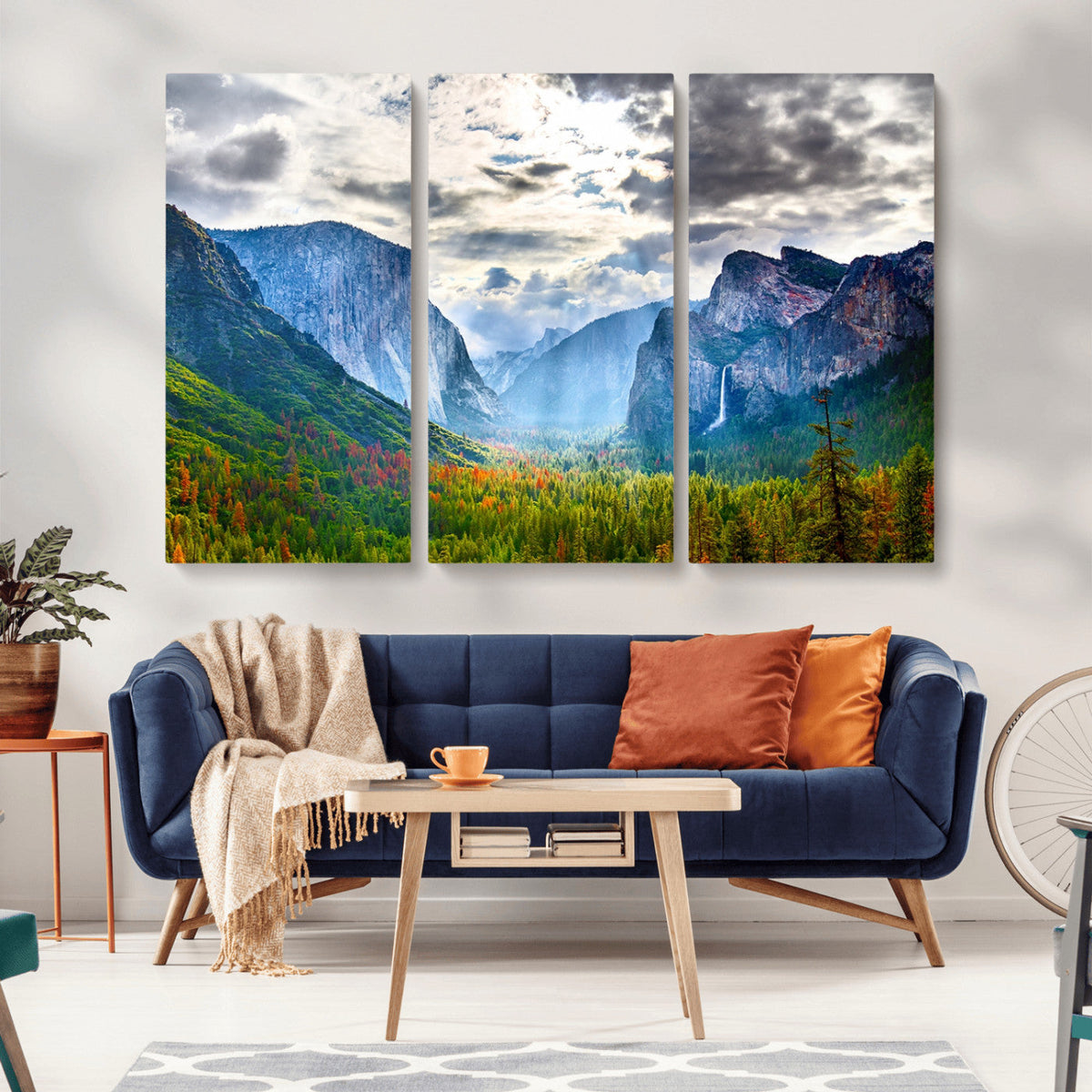 Yosemite Park Half Dome 3 Panel Canvas Print | Large Giclée Landscape Wall Art