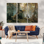 Baby Bears in Forest Wall Art Canvas Print