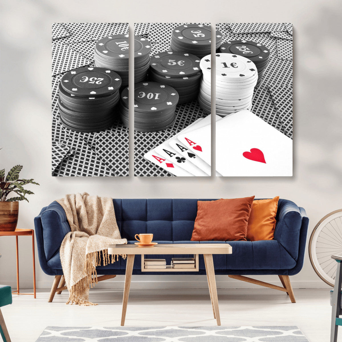 Poker Game Cards Wall Art Canvas, Multi Panel Wall Art