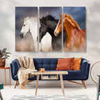 Animal Wall Art Three Horses Farmhouse Art Canvas Print