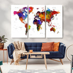 World Map Canvas Print | Detailed Map of the World Wall Art