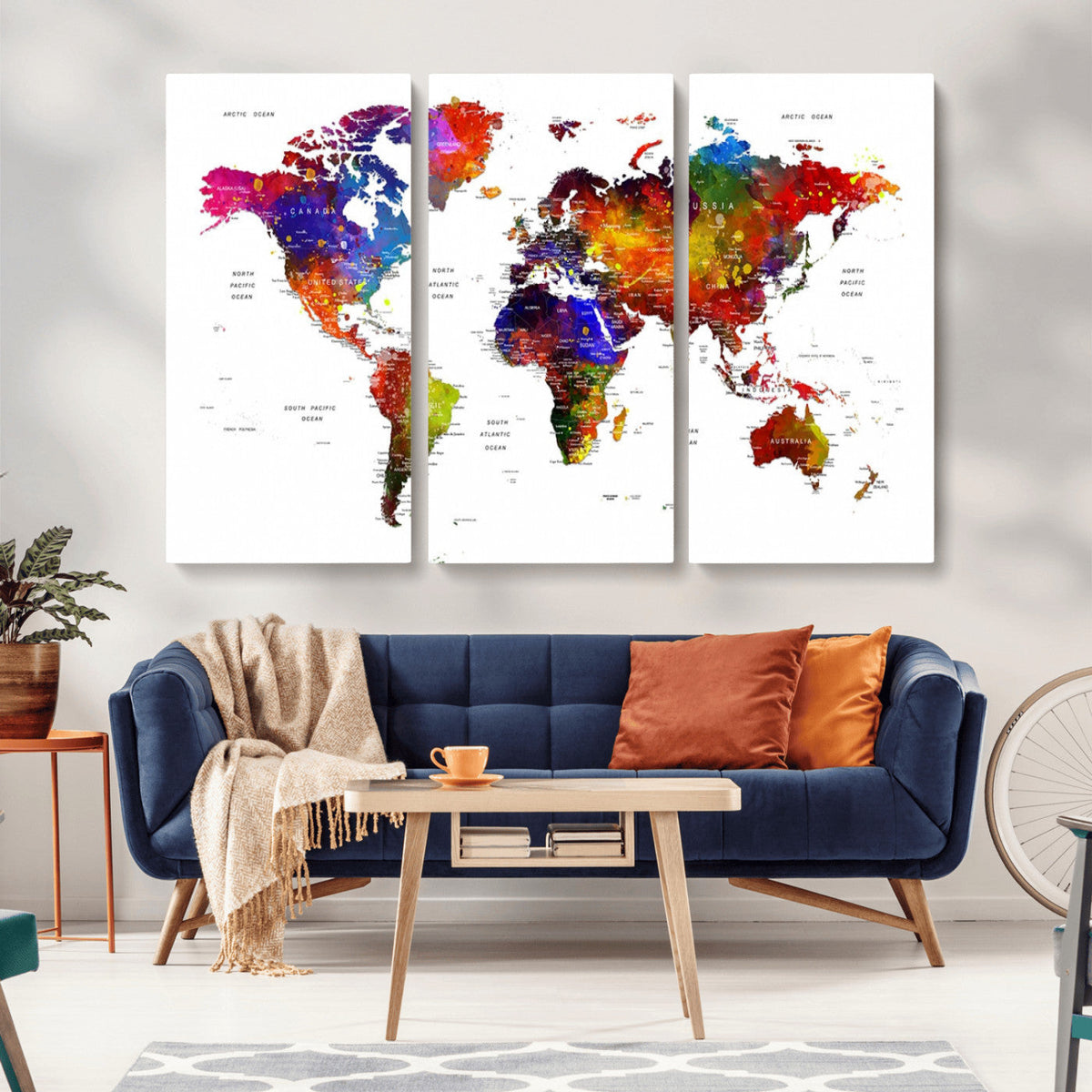 World Map Canvas Print | Detailed Map of the World Wall Art