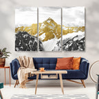 Gold Abstract Mountains Wall Art Print on Canvas, Nature Wall Art Print