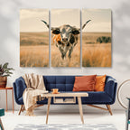 Texas Cow Wall Art Canvas Print for Farm House Wall Decor
