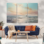 Abstract Ocean Wall Art, Boat Wall Art Canvas Print