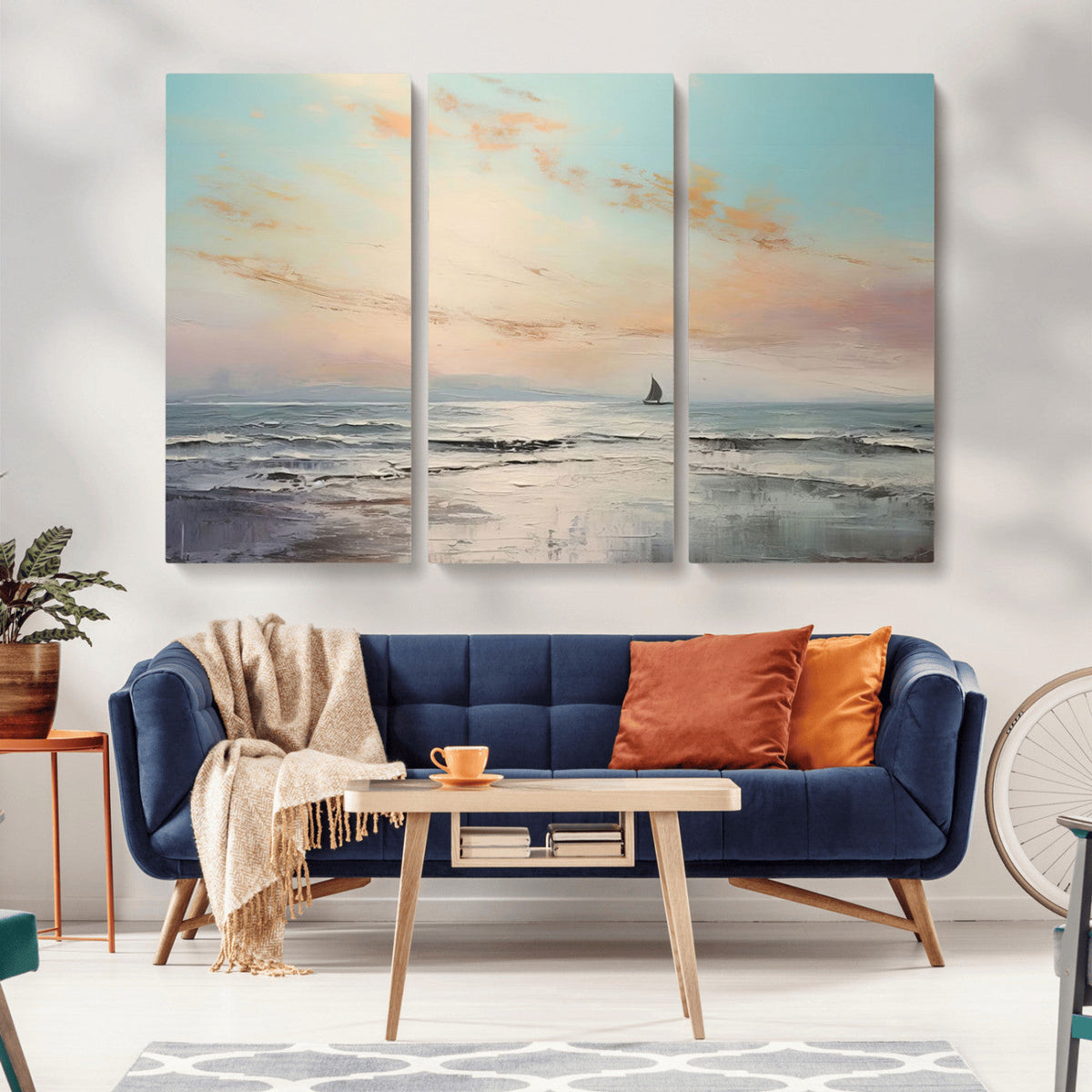 Abstract Ocean Wall Art, Boat Wall Art Canvas Print