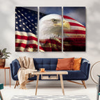 American Flag Eagle Symbol Wall Art Canvas Print, Patriotic American Flag Eagle Wall Art