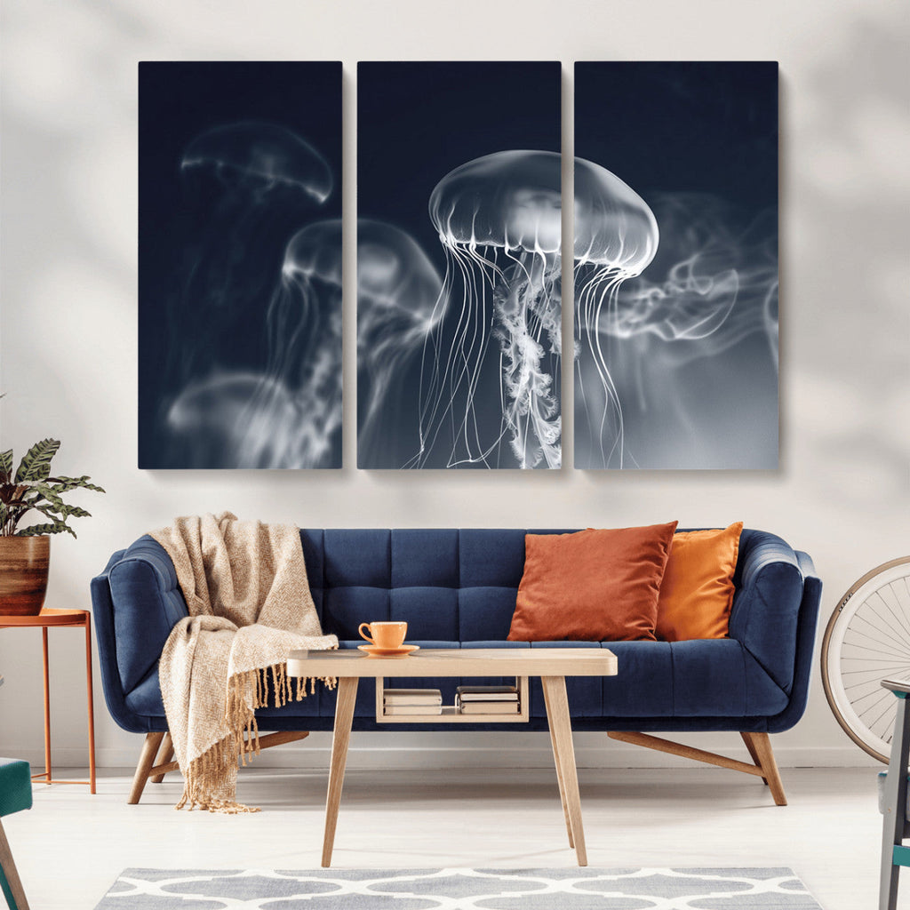 Jellyfish Wall Art Canvas Print, Modern Abstract Jellyfish