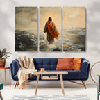 Jesus Walking on Water, Christian Wall Art, Jesus Christ Oil Painting Style Print