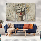 Abstract Floral Women Pastel Wall Art Canvas Print
