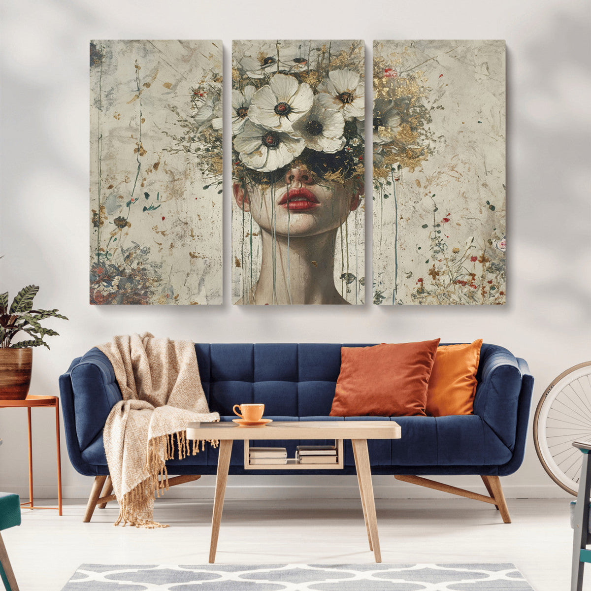 Abstract Floral Women Pastel Wall Art Canvas Print