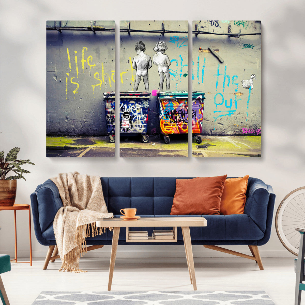 Banksy Life is Short Wall Art, Iconic Graffiti Street Art Canvas Print