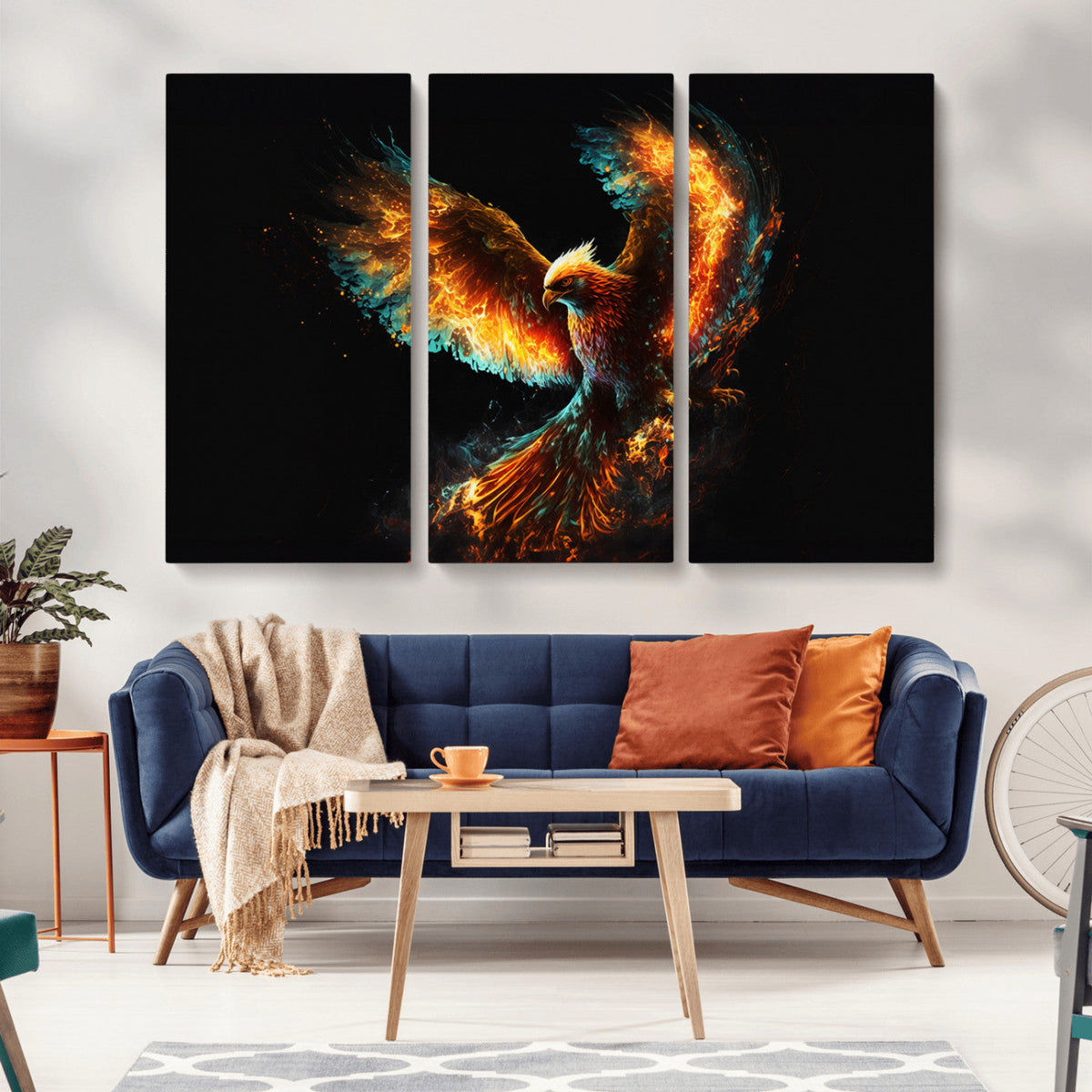 Fiery Phoenix Canvas Print | Ready to Hang Wall Art | Bold Fantasy Decor