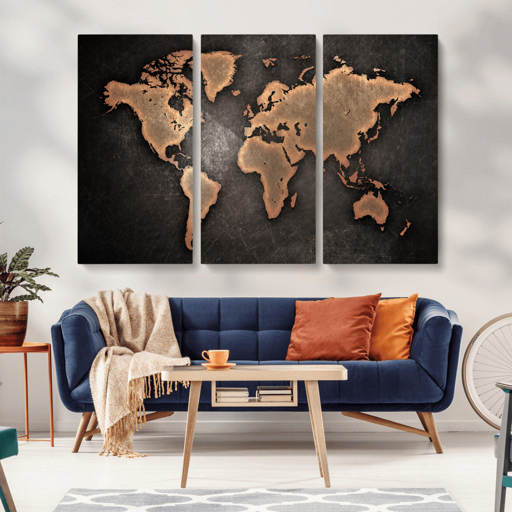 World Map Canvas Print | Framed Travel Map Wall Art for Couples