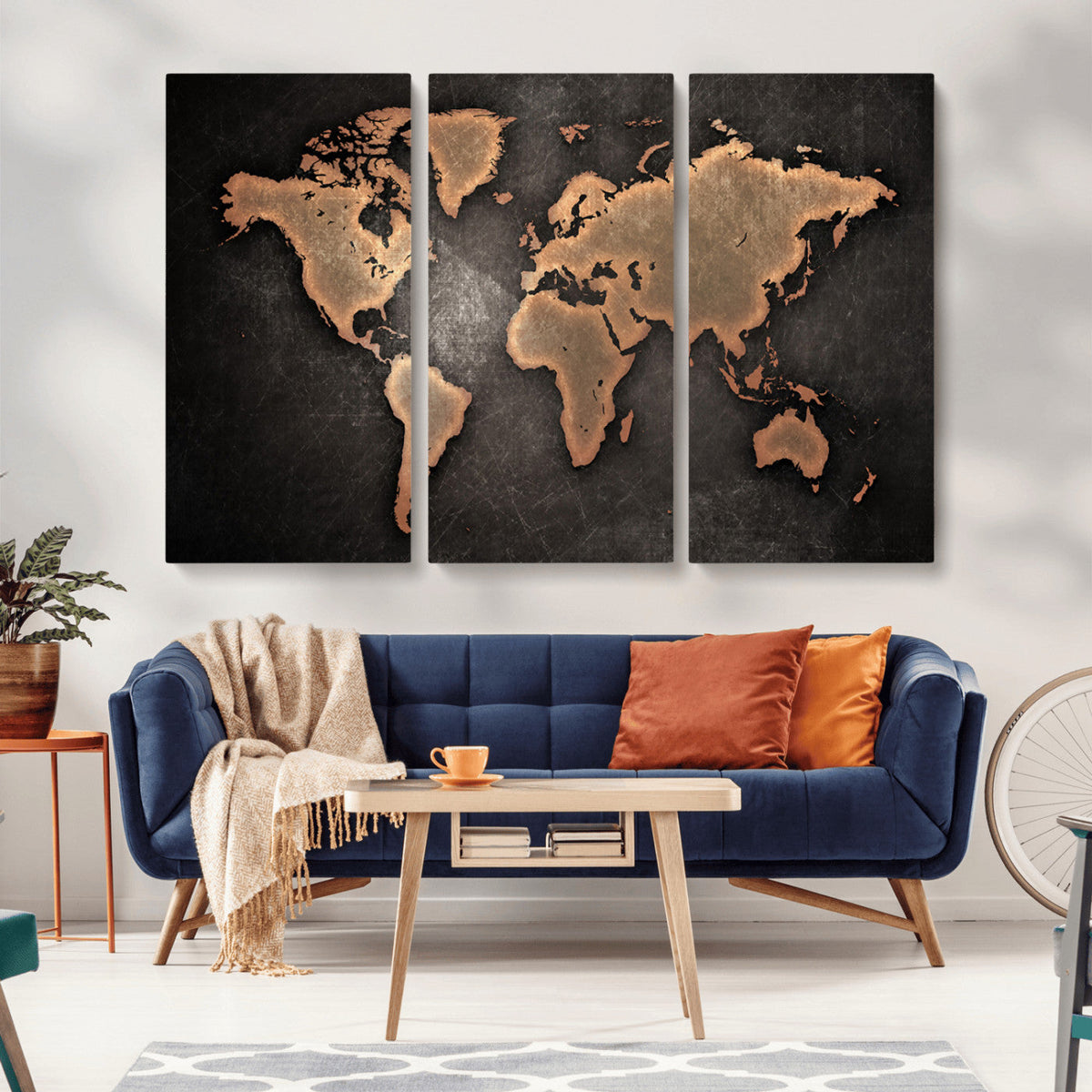 World Map Canvas Print | Framed Travel Map Wall Art for Couples