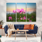 Pink Flower on the Mountain Canvas Print, Framed Pink Flower Canvas Wall Art