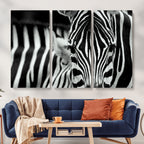 Zebra Wall Art | Zebra Close Up Canvas Print | Framed Black and White Wildlife