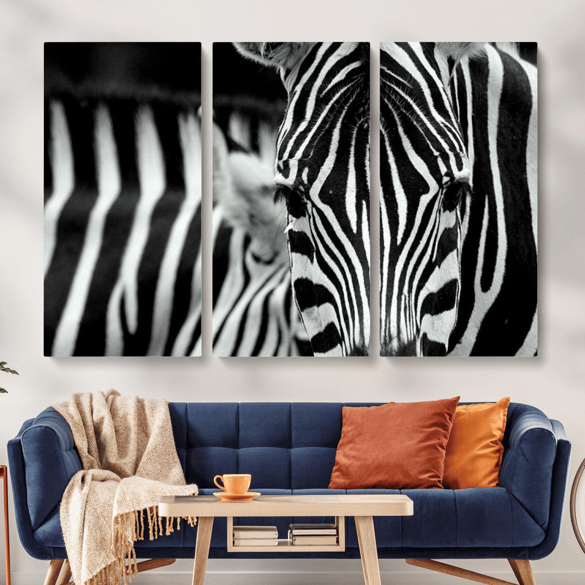 Zebra Wall Art | Zebra Close Up Canvas Print | Framed Black and White Wildlife