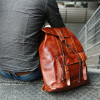 Flash Sale Full Grain Leather Travel Backpack Handmade Leather Backpack