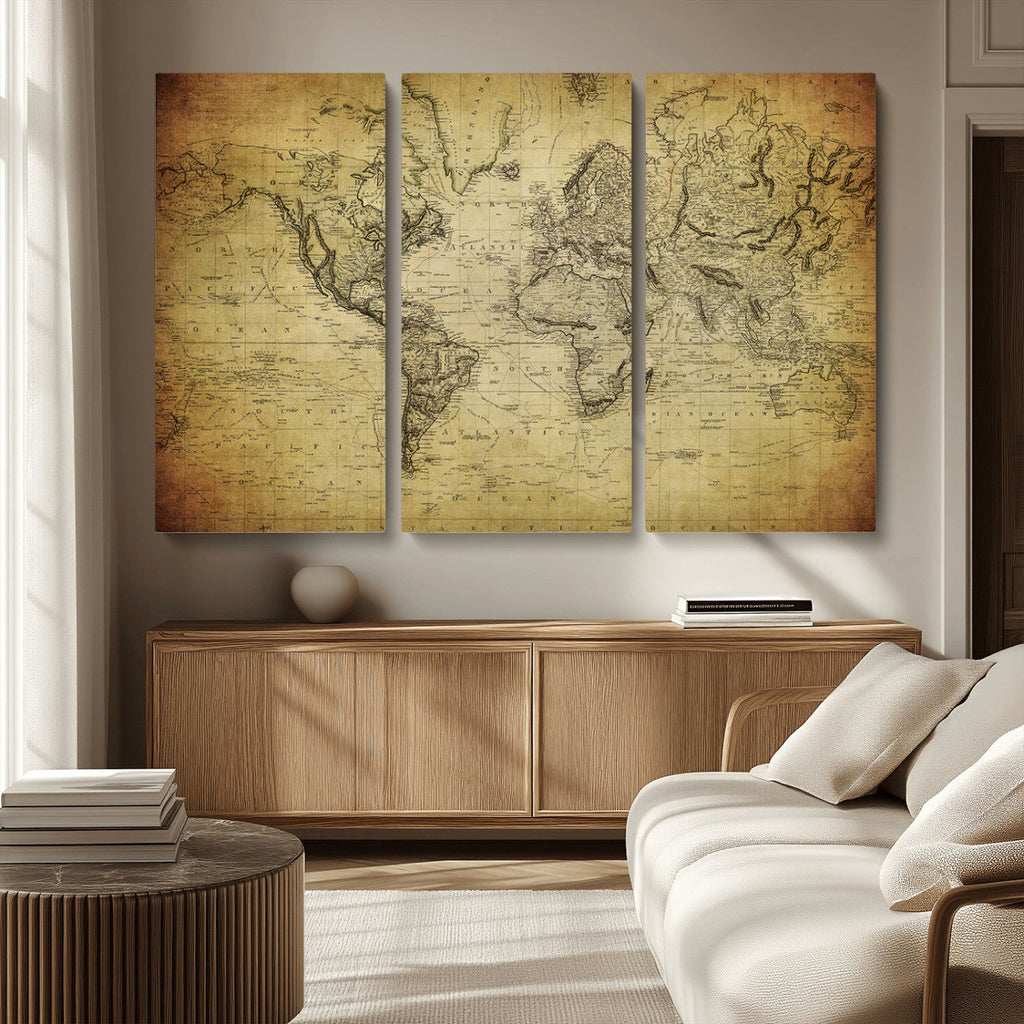 Push Pin World Map Canvas Print | Travel Tracker Wall Art