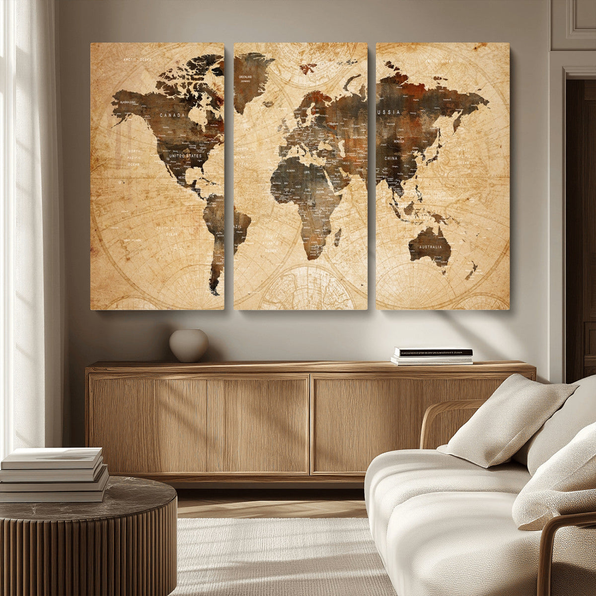 Push Pin World Map Canvas Print | Framed Travel Tracker Wall Art
