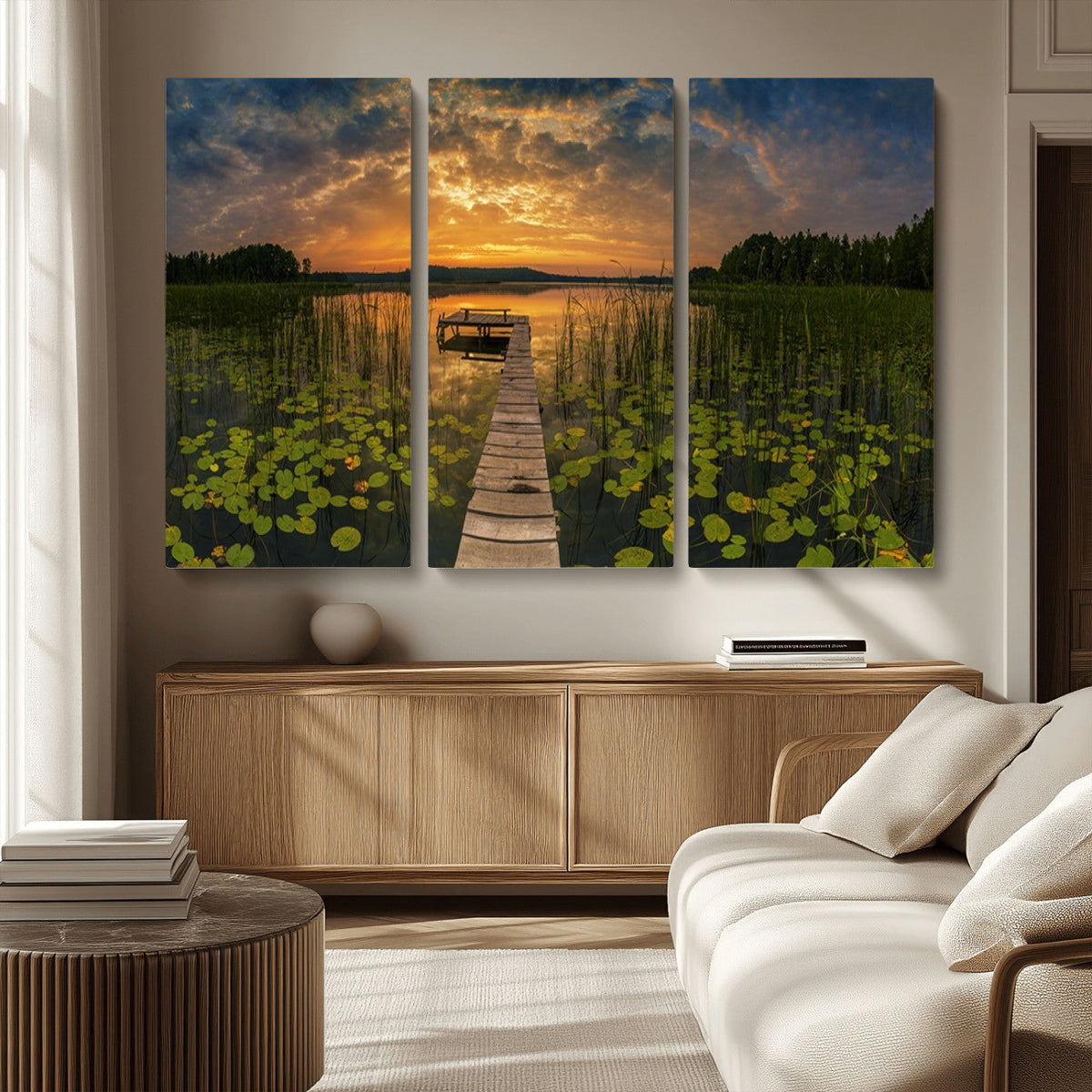 Lake and Flower Wall Art Canvas Print