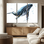Watercolor Whale Wall Art Canvas Print
