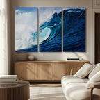 Ocean Wave at Sunset Canvas Art, Large Wall Print of Vibrant Water Waves
