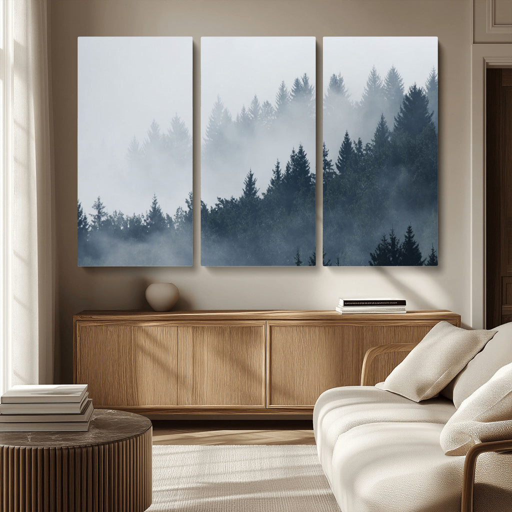 Foggy Pine Forest Wall Art Canvas Print