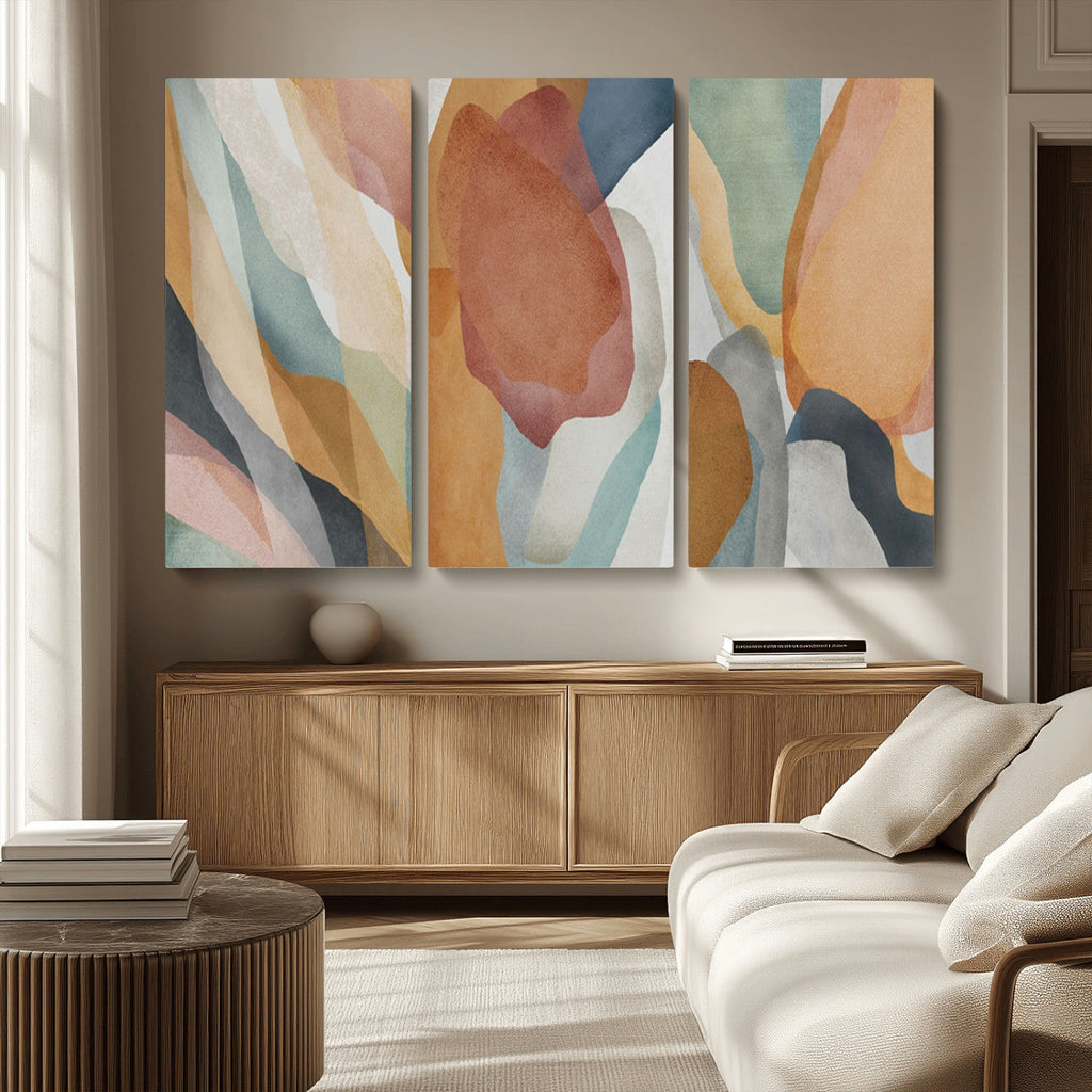 Boho Wall Art Canvas Print Set, Watercolor Boho Wall Art