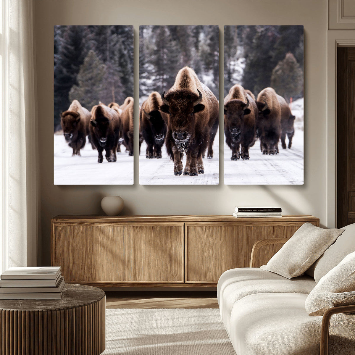 Bison Wall Art Canvas Print, Bison Herd Canvas Wall Art