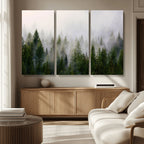 Forest Wall Art Canvas Print | Foggy Forest Wall Art | Pine Wood Forest Print