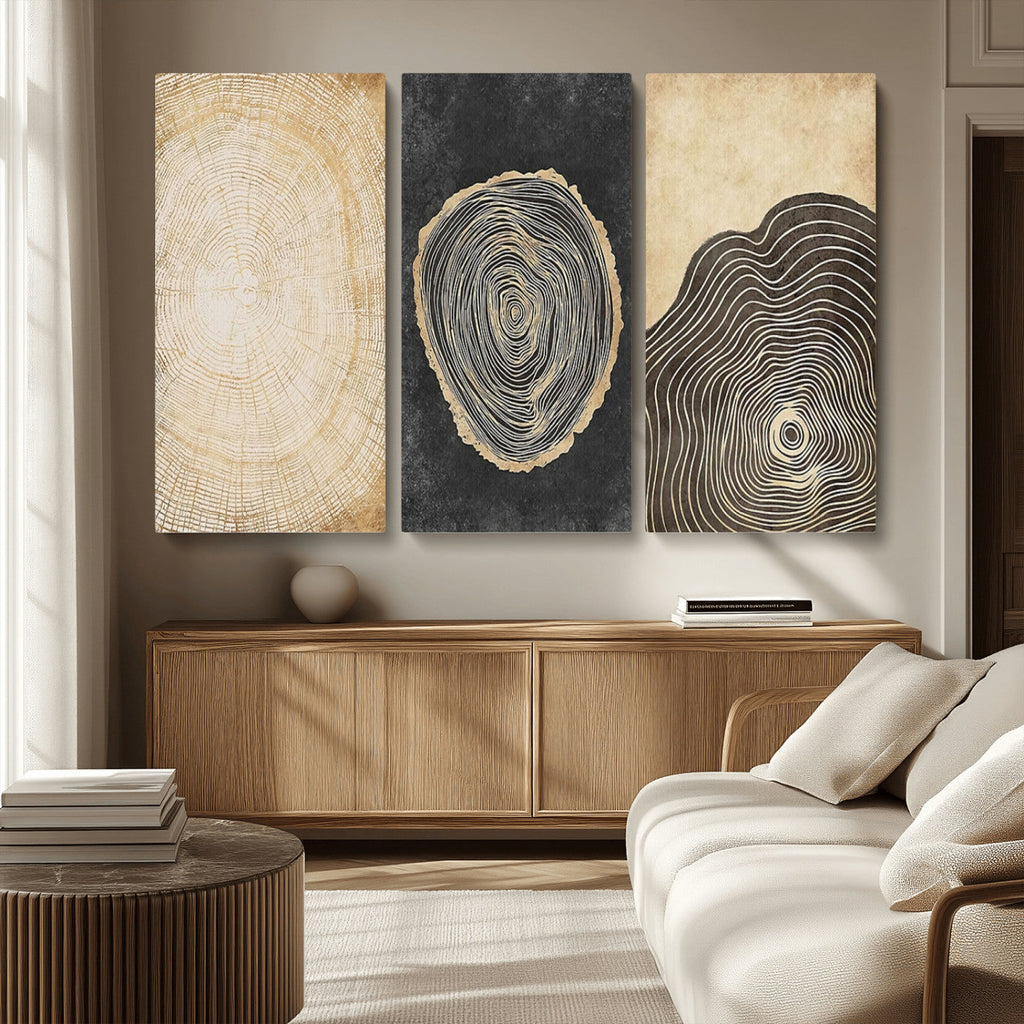 Tree Rings Canvas Wall Art Print, Minimalist Natural History in Modern Decor