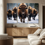 Buffalo Wall Art Canvas Print, American Bison Herd Wall Art