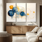 Geometric Blue Orange Abstract Wall Art Canvas, Geometric Blue Orange Canvas Print