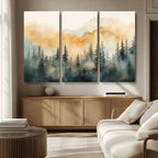 Abstract Forest Print | Mountain Wall Art | Autumn Landscape Canvas Print
