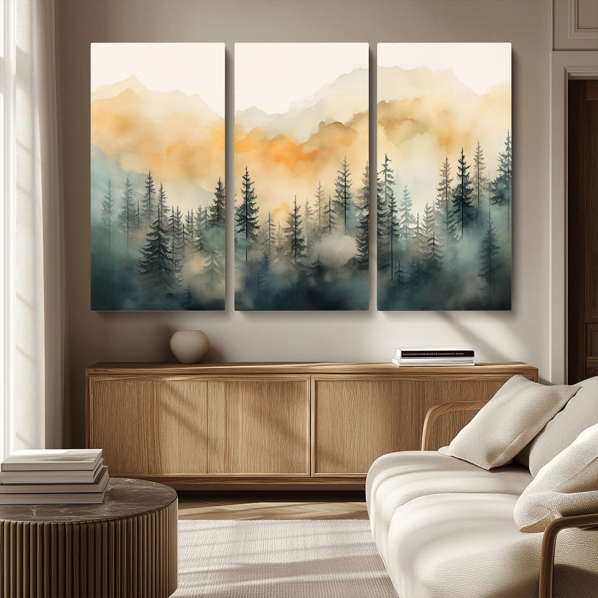 Abstract Forest Print | Mountain Wall Art | Autumn Landscape Canvas Print
