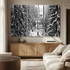 Winter Ski Lift Black and White Canvas Wall Art | Alpine Escape in Minimalist Style