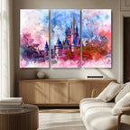 Disney Wall Art: Dreamy Watercolor Cinderella Castle Canvas Print
