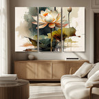 Lotus Flower Watercolor Canvas Print | A Symbol of Serenity and Growth in Soft Watercolors