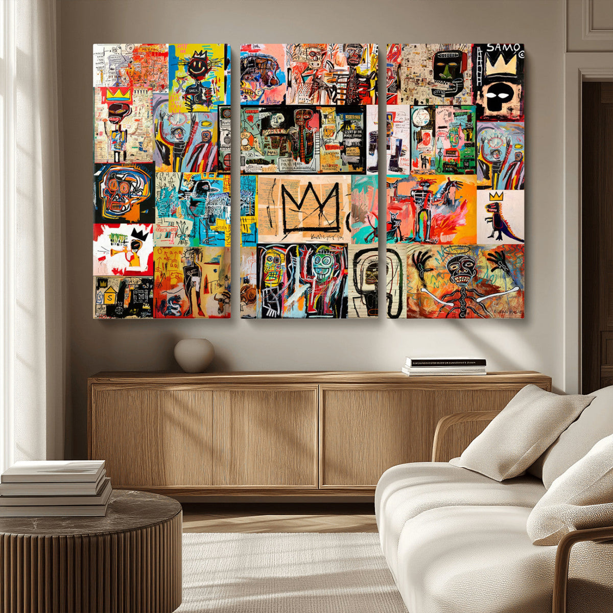 Abstract Art Collage Wall Art Canvas Print, Urban Graffiti Style