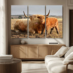 Highland Cow Canvas Wall Art Animal Print for Farm House Decor
